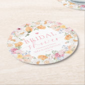 Dessous-de-verre Rond En Papier Fête de mariage floral Millie (Incliné)