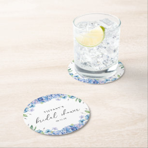 Dessous-de-verre Rond En Papier Fête de Mariage Florale aux Hortensias Bleus Moder