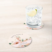 Dessous-de-verre Rond En Papier Fête de Mariage Moderne Rose Fleurie Champagne (En situation)