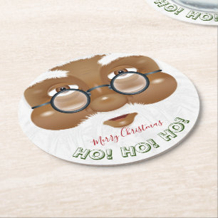 Dessous-de-verre Rond En Papier Fête de Noël du Père Noël afro-américain