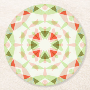 Dessous-de-verre Rond En Papier Fête de Noël Red Pink Green Star