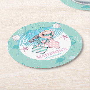 Dessous-de-verre Rond En Papier Fête de pool personnalisée