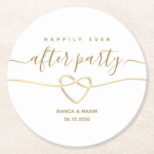 Dessous-de-verre Rond En Papier Fête de réception de mariage pour vivre heureux po
