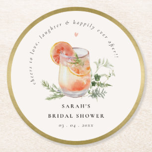 Dessous-de-verre Rond En Papier Fête des mariées Cocktail Soft Blush Rose Gold Ora