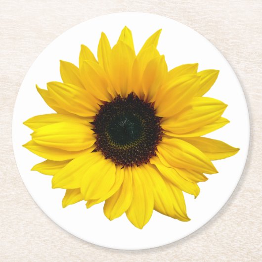 Dessous-de-verre Rond En Papier Fête des mariées Mariage tournesol (Devant)