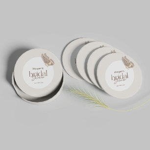 Dessous-de-verre Rond En Papier Fête des mariées minimaliste moderne de papillon b