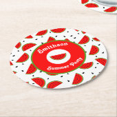 Dessous-de-verre Rond En Papier Fête d'été des pastèques gaies (Incliné)