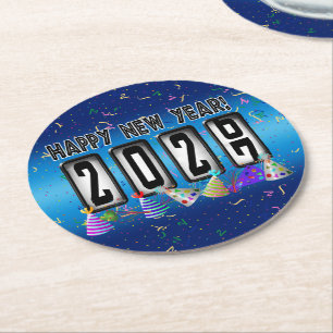 Dessous-de-verre Rond En Papier Fête du Nouvel An 2027 Odomètre