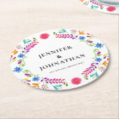 Dessous-de-verre Rond En Papier Fête mexicaine de mariage (Incliné)