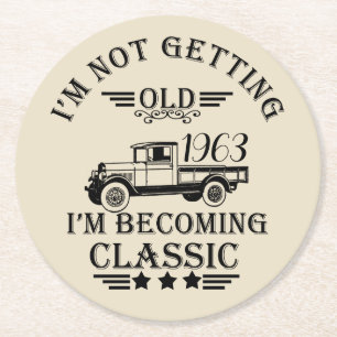 Dessous-de-verre Rond En Papier fête personnalisée soixante vintage 60e anniversai