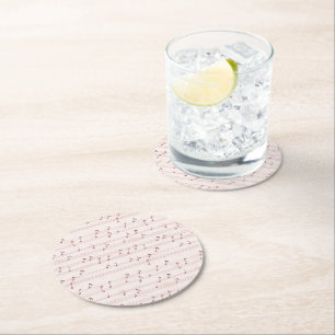 Dessous-de-verre Rond En Papier Feuille de notes de musique rose