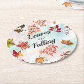 Dessous-de-verre Rond En Papier Feuilles chute aquarelle automne Feuilles d'automn (Incliné)