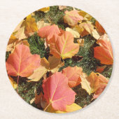 Dessous-de-verre Rond En Papier Feuilles d'automne colorées (Devant)