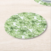 Dessous-de-verre Rond En Papier Feuilles Tropical Green Palm (Incliné)