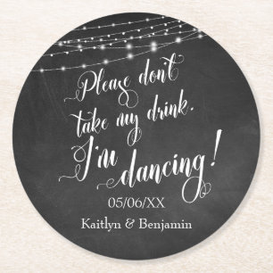 Dessous-de-verre Rond En Papier Feux de tableau noir S'il vous plaît ne prenez pas