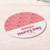 Dessous-de-verre Rond En Papier Fields fraises délicieux Anniversaire (Incliné)