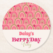 Dessous-de-verre Rond En Papier Fields fraises délicieux Anniversaire (Devant)