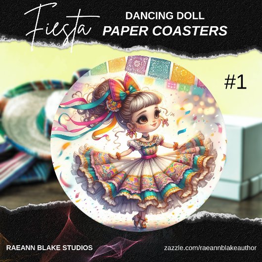 Dessous-de-verre Rond En Papier Fiesta Dancing Doll (#1) Paper Coaster Sets