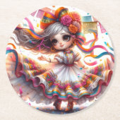Dessous-de-verre Rond En Papier Fiesta Dancing Doll (#4) Paper Coaster Sets (Devant)