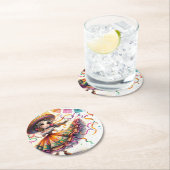 Dessous-de-verre Rond En Papier Fiesta Dancing Doll (#7) Paper Coaster Sets (En situation)