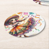 Dessous-de-verre Rond En Papier Fiesta Dancing Doll (#7) Paper Coaster Sets (Incliné)