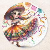 Dessous-de-verre Rond En Papier Fiesta Dancing Doll (#7) Paper Coaster Sets (Devant)