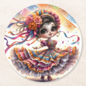 Dessous-de-verre Rond En Papier Fiesta Dancing Doll (#8) Paper Coaster Sets (Devant)