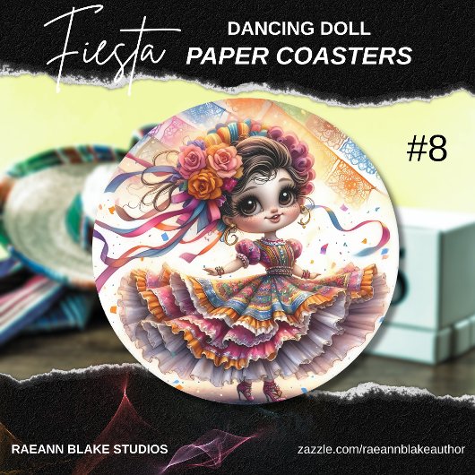 Dessous-de-verre Rond En Papier Fiesta Dancing Doll (#8) Paper Coaster Sets