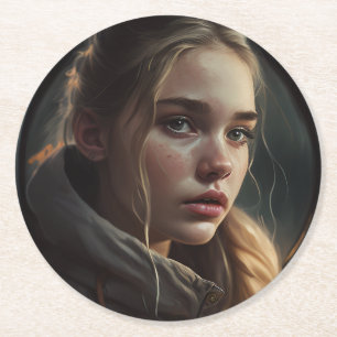 Dessous-de-verre Rond En Papier Fille en cercle
