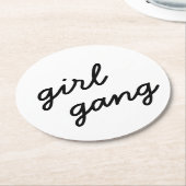 Dessous-de-verre Rond En Papier fille gang mignon moderne féministe script de puis (Incliné)