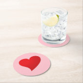 Dessous-de-verre Rond En Papier Fille moderne à gros coeur rose mignon Valentine (En situation)