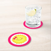 Dessous-de-verre Rond En Papier Fille Sunshine (En situation)