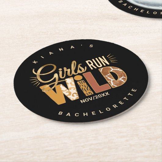 Dessous-de-verre Rond En Papier Filles en liberté Safari EVJF ID1148 (Incliné)