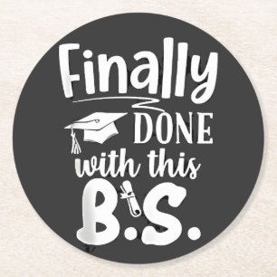 Dessous-de-verre Rond En Papier Fini avec ce BS Funny graduation 2025