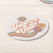 Dessous-de-verre Rond En Papier Five est une Vibe 5e anniversaire fête (Incliné)