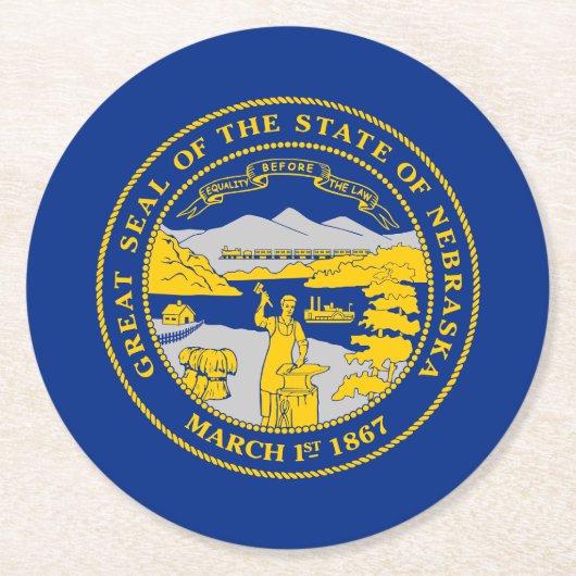 Dessous-de-verre Rond En Papier Flag du Nebraska (Devant)