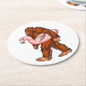 Dessous-de-verre Rond En Papier Flamant rose Bigfoot (Incliné)