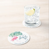 Dessous-de-verre Rond En Papier Flamant rose rose Flocktail d'anniversaire (En situation)