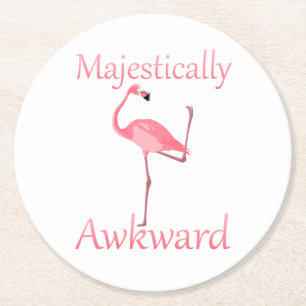 Dessous-de-verre Rond En Papier Flamant rose rose majestueux maladroit