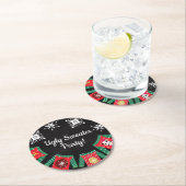 Dessous-de-verre Rond En Papier Flammes de neige moches (En situation)