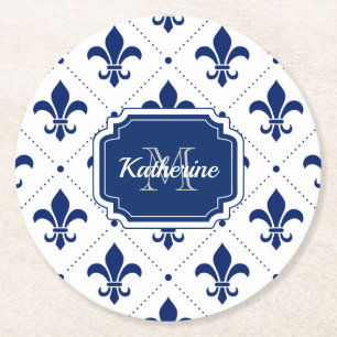 Dessous-de-verre Rond En Papier Fleur de lis Motif