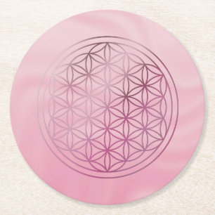 Dessous-de-verre Rond En Papier fleur de vie, géométrique sacré, zen, chakra,