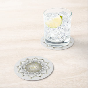 Dessous-de-verre Rond En Papier Fleur de Vie - Mandala Fleurs 1
