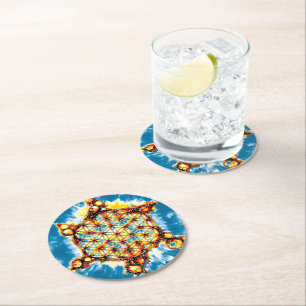 Dessous-de-verre Rond En Papier Fleur de Vie - Voies Colorées 5