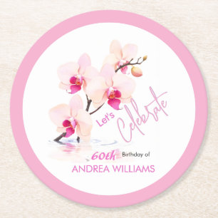 Dessous-de-verre Rond En Papier Fleur d'orchidée fleurit 60e Dessous de verre d'an