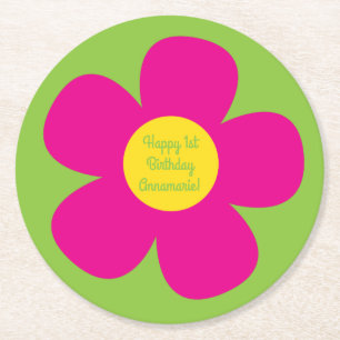 Dessous-de-verre Rond En Papier Fleur mignonne fête d'anniversaire
