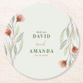 Dessous-de-verre Rond En Papier Fleurs d'aquarelle vert pastel (Devant)