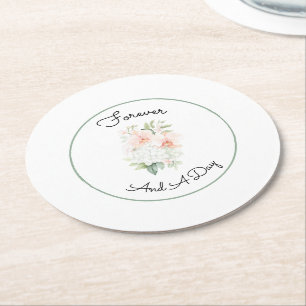 Dessous-de-verre Rond En Papier Fleurs de mariage orchidée pêche rose vert