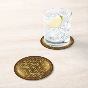 Dessous-de-verre Rond En Papier FLEURS DE VIE - Géométrie Sacrée Médaillon 1