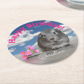 Dessous-de-verre Rond En Papier Fleurs faites sur commande de cobaye de fête (Incliné)